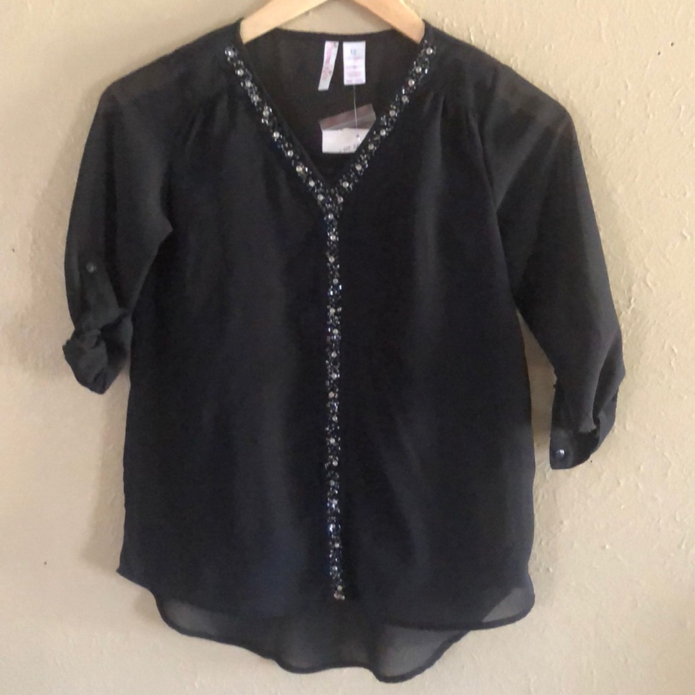 Sheer sequined shirt w/cami